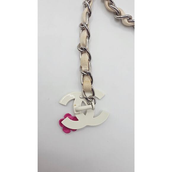 Chanel Gold-tone white leather 2004 Chain-Link Belt M sz - Picture 7 of 11